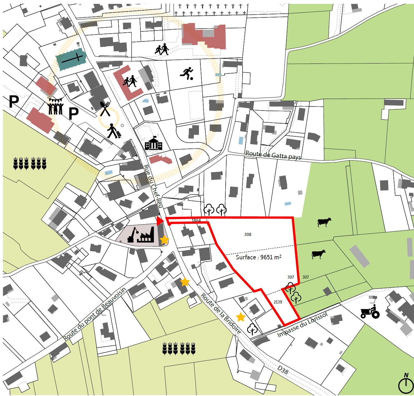 Plan de situation du Hameau du Lorissol à Domessin